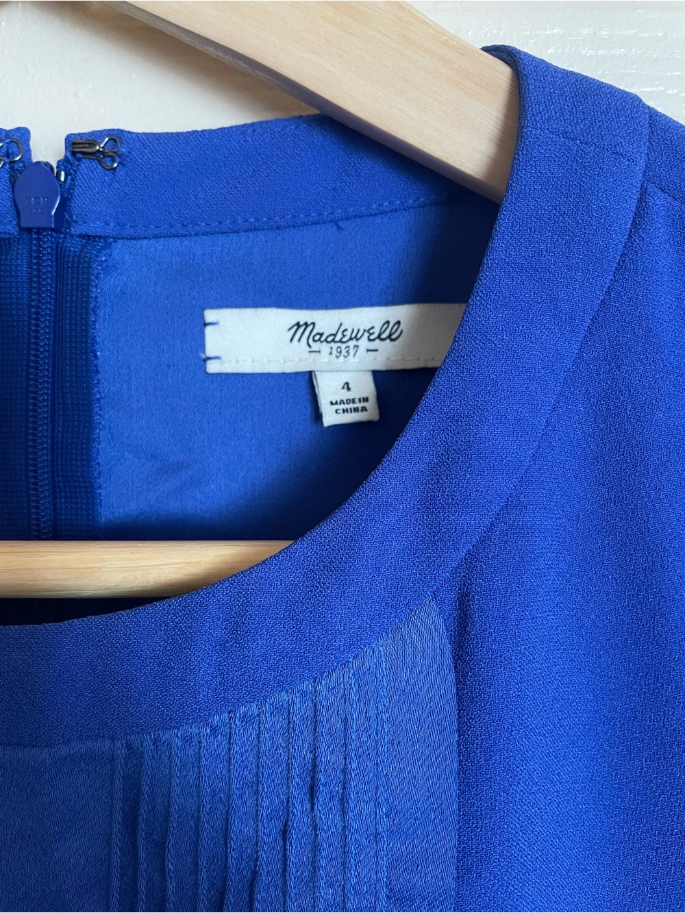 Madewell Sleeveless Pleated-Front Cobalt Blue Mini Dress - Picture 2 of 3
